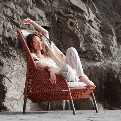 Luxury Rattan Outdoor Garden Sofa/Chair for Courtyard.  Backrest Armchair Sofa Leisure  Rattan Single Sofa /Chair.