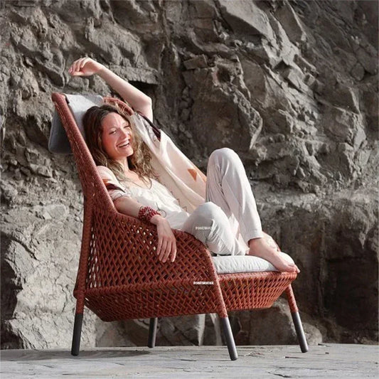 Luxury Rattan Outdoor Garden Sofa/Chair for Courtyard.  Backrest Armchair Sofa Leisure  Rattan Single Sofa /Chair.