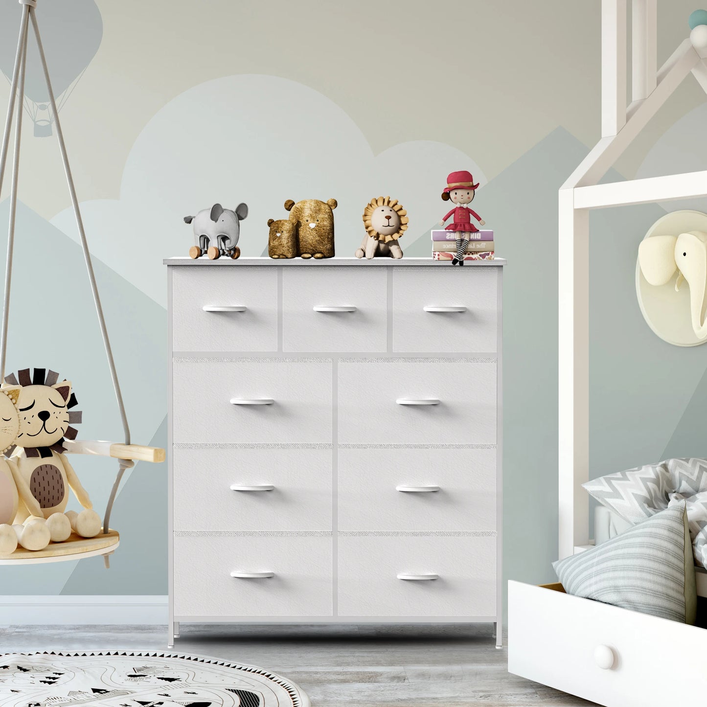 Dresser For Bedroom With 9 Fabric Storage Drawer Wardrobe, Chest Organizer Closet for  Adult, Kids Clothes, Cabinet Furniture