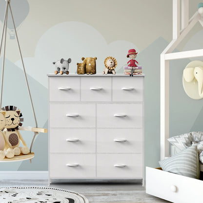 Dresser For Bedroom With 9 Fabric Storage Drawer Wardrobe, Chest Organizer Closet for  Adult, Kids Clothes, Cabinet Furniture
