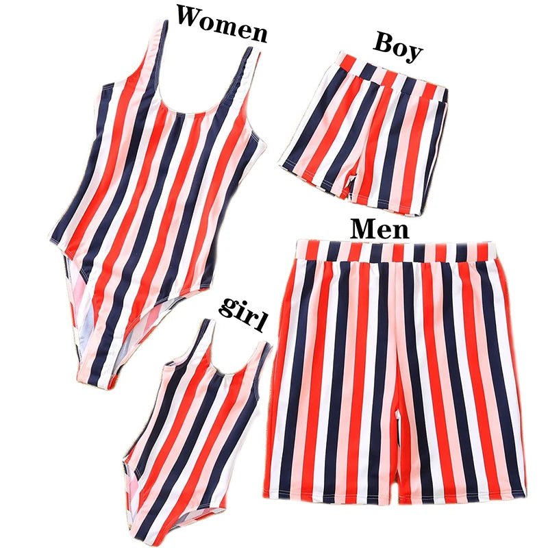 Matching Outfits for family,  Leaf Printed Swimsuit, Floral Full Print Multi-color One-piece Matching Swimwear