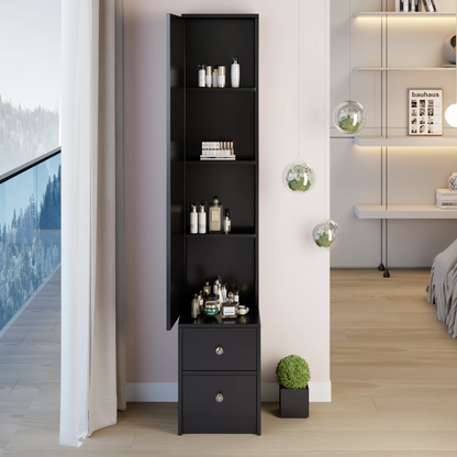 11.8" x 15.7" x 63" Simple Stylish Dressing Mirror Cabinet with Full Body Mirror Multi Layer High Capacity Storage