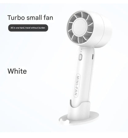 Turbo handheld small fan  for USB charging., BLUE is most available but all are stocked.   Mini outdoor portable,  lightweight desktop stand with long-lasting battery life