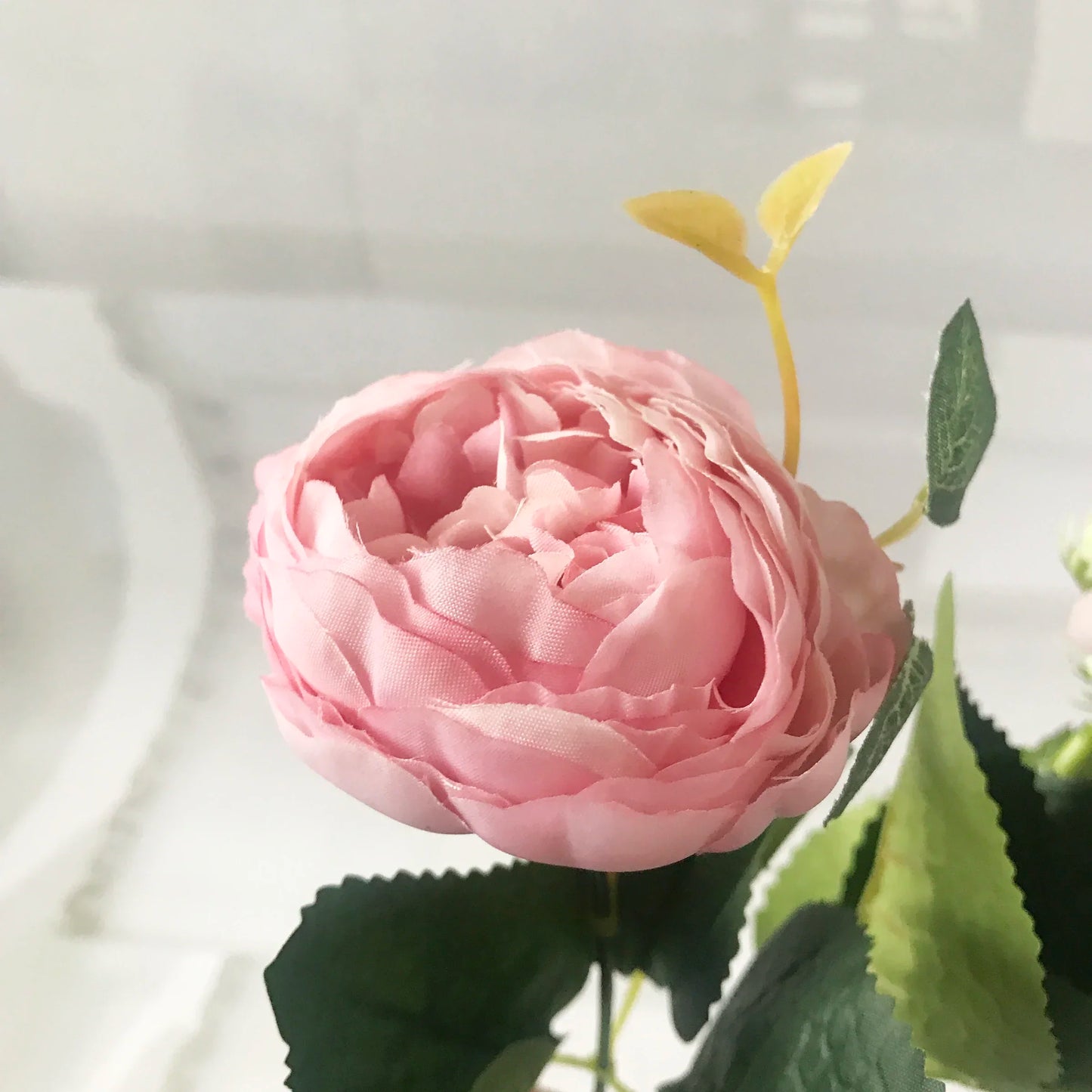30cm Rose, Pink Silk Peony Artificial Flowers Bouquet  . 5 Big Head and 4 Bud  for Home Wedding Decoration indoor