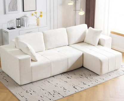 Cloud Modular Sectional Couch 105 Inch Chenille Deep Seat L-Shape Sofa with Chaise Customized Upholstered Boneless Couches
