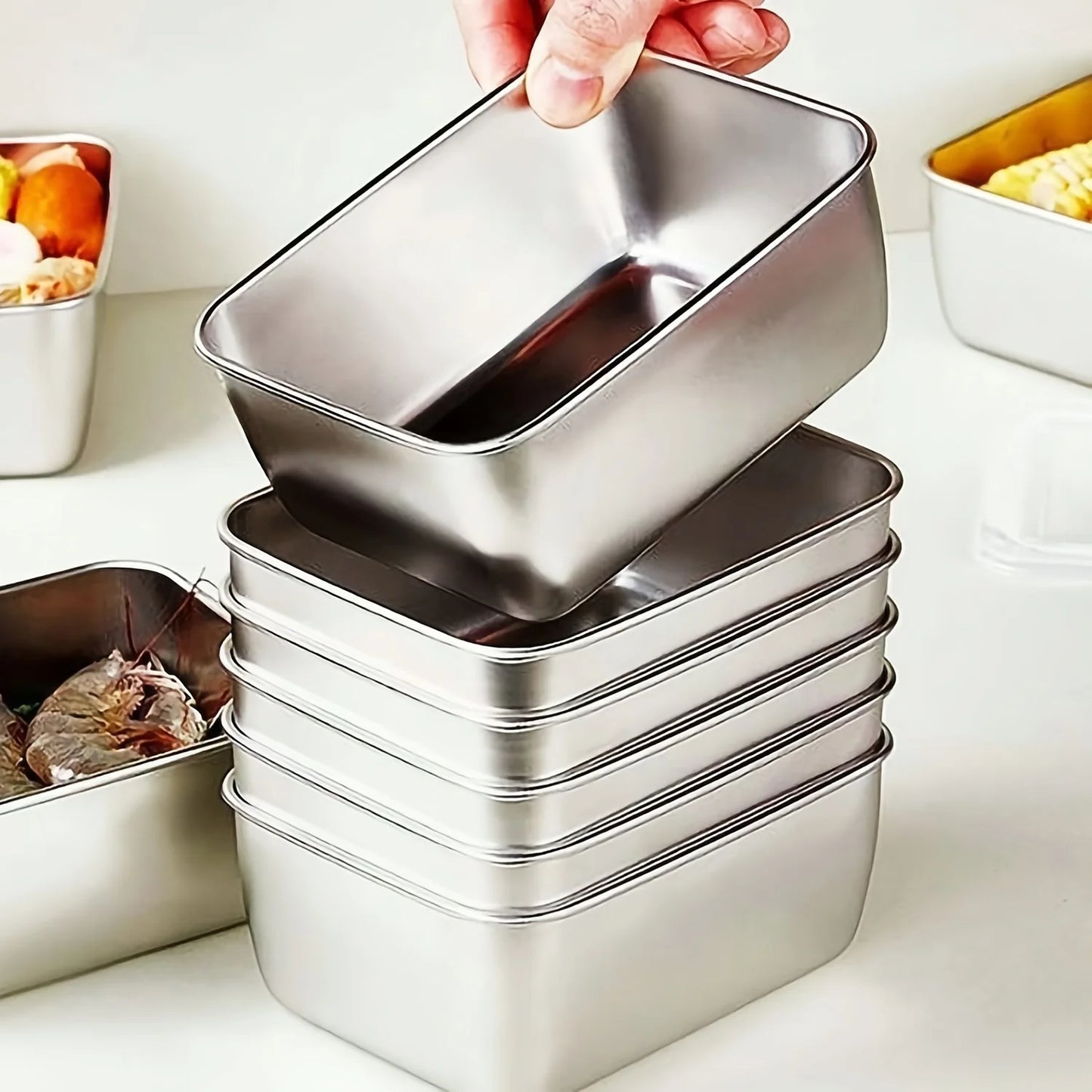 6-Piece Stainless Steel Food Storage Container Sets With Lids - Leakproof, Stackable & Reusable For Camping, Picnics, School