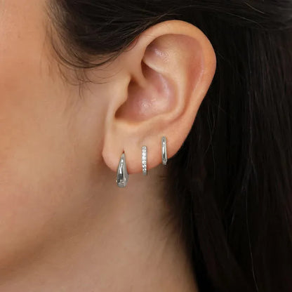 3 Pairs Stainless Steel Crystal Zirconia Hoop Earrings for Women Trendy Simple Gold Plated Circle Punk Earrings Piercing Jewelry