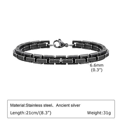 Vintage Chain Bracelets for Men, Boys. Byzantine Stainless Steel Braided Link Wristband,Retro Jewelry for any occasion but PERFECT FATHERS DAY Gift