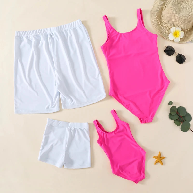 King Queen Swimsuit,   Family Matching Outfits,  One-Piece Mother/ Daughter, FATHER/Son Trunks
