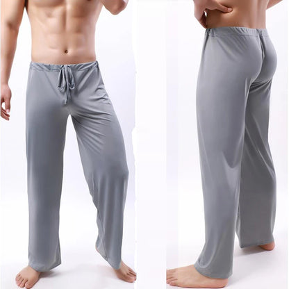 Ice Silk Mens Pajama Pants.  Thin,  Long Pants,  See Through Sleeping Pants.