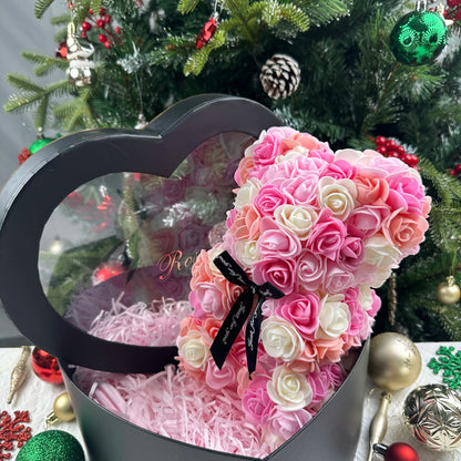25cm Artificial Teddy Rose Flower Bear with Box.   Romantic Valentines Day Gift for Girlfriend,  Teen , Women Anniversary or Wedding Party