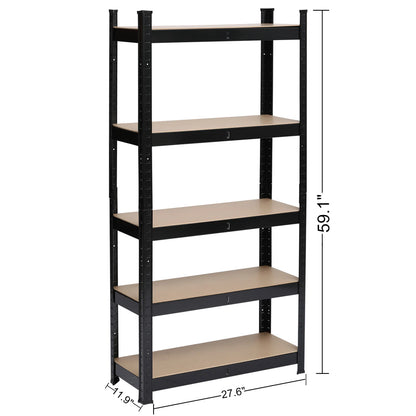 5 Tier Heavy Duty Metal Shelving ,Garage Storage Shelf, Black