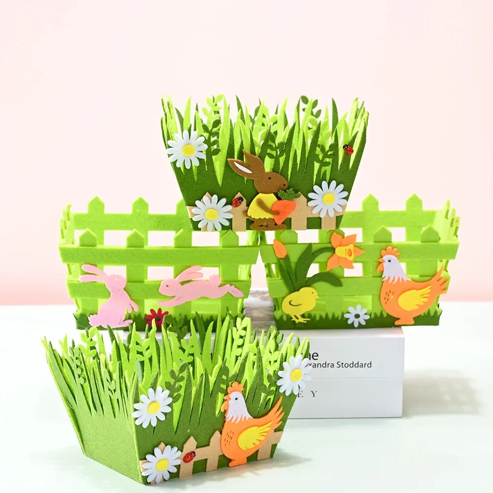 2025 Non-woven Fabric Easter Basket,  Kids Color Eggs Bucket, Welcome Spring Insect Butterfly Party, Happy Easter