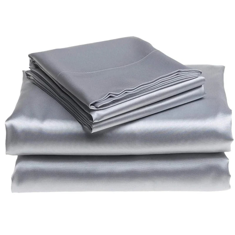 100% Mulberry Silk 4/6pcs Bed Sheet Set, Luxury Silk Fitted Sheet Flat Sheet Pillowcase, Washable Soft