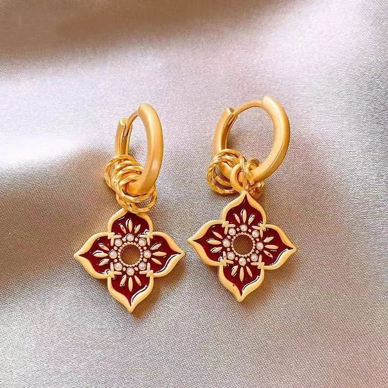 Modern Boho Jewelry Elegant Color Flower Drop Earrings For Women.  MOTHERS DAY Gift  and everday wearable