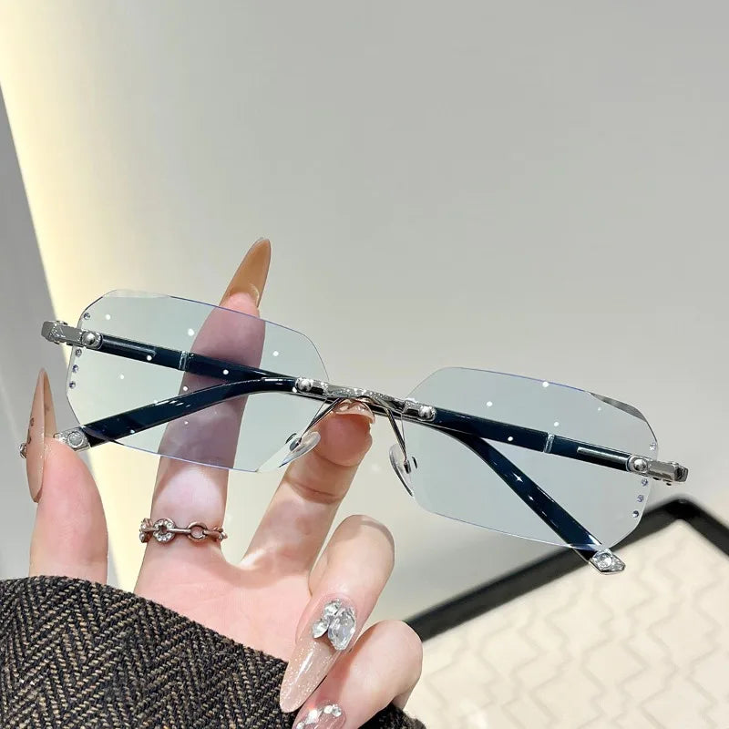 2PCS  of  Frameless Cut Edge, Blue- Anti /Blue-Light Reading Glasses for Fashionable Men and Women Anti -Radiation Reading Glasses