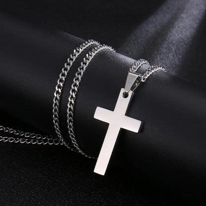 Fashion Stainless Steel Cross Pendant Necklace For Women /Men Link Chain Charm Necklace.  Boys /Girls Jewelry Gift.    Bllck is gone but silver and gold are available.