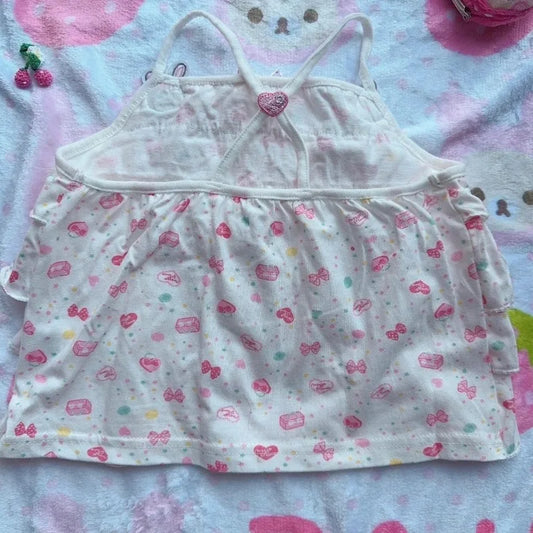 Sweet Crop Tops Print T-shirt,  Lolita Aesthetic, Tees /Bows on Tank Tops Vintage Women/ Girls Tops