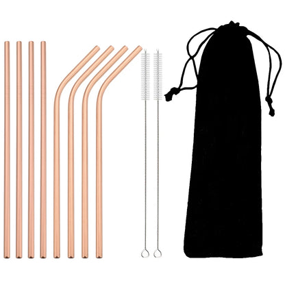 Colorful Reusable Drinking Straws,  304 Stainless Steel with Brush Bar Cocktail Straw for Glasses Drinkware