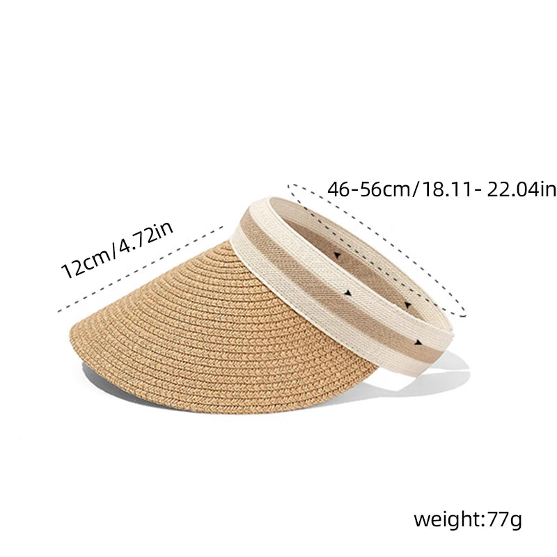 Style "A" is all gone( With the 3 Stripes. ) Styles "B" and "C" are available.  Summer,  Empty Top Straw Hat for Women, Outdoor for Sunscreen .  Visor for  Female,  Handmade,  UV Protection, Big Brim Sun Hat/Visor.    The pi