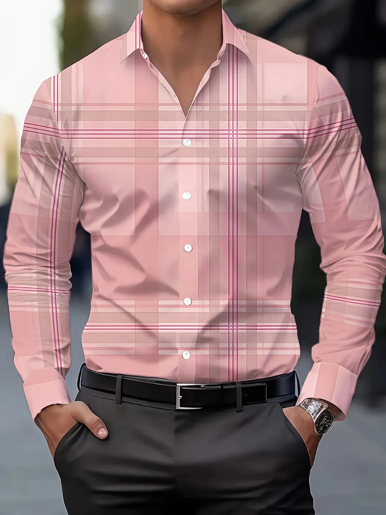 Men's Long Sleeve Dress Shirt,  Slim Fit Business/ Formal Shirt.   Classic Stripes  and Colors for  Office , Wedding Party