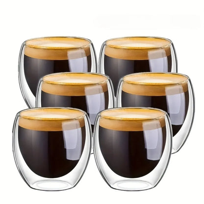 80/250/450ml Double-Wall Insulated Clear Glass Espresso Cups.  Perfect for Tea, Coffee, Latte, Cafe, Milk, Restaurant Use