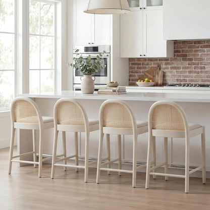 Modern Linen Counter Stools,  Set of 4, 26 Inch Seat Height,  Counter Height Barstools Upholstered.   Bar Stools with Oval, Customized