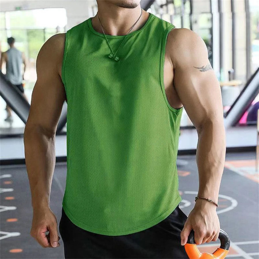 Mens Sleeveless Shirt,  Polyester Mesh Material,  Quick Dry  and Breathable  Workout Fitness