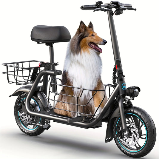 Gyroor Electric Scooter with Basket for Pet, 3 Riding Modes Foldable, for Adults - up to 20 Miles 18.6MPH