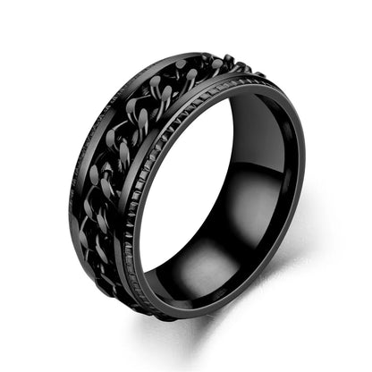 Spinning Anxiety Rings Free Shipping Items For Men Titanium Steel Rotatable Chain Fidget Joint Ring Jewelry Anillos De Hombres
