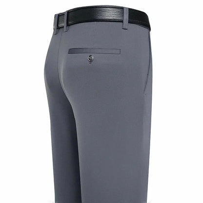 Men's Trousers, Summer -Thin Business Casual Pants.   Classic Solid Colors,  Elastic, Comfortable,  Loose,  Straight leg.