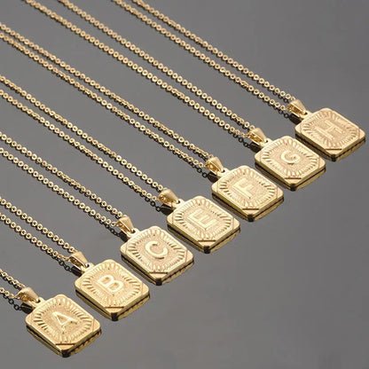 Initial Pendant Necklace for Women/MEN.  Simple Stainless Steel Cuba Link Charm.  Letter Square Neckla Jewelry 
MATHCING  Giftts