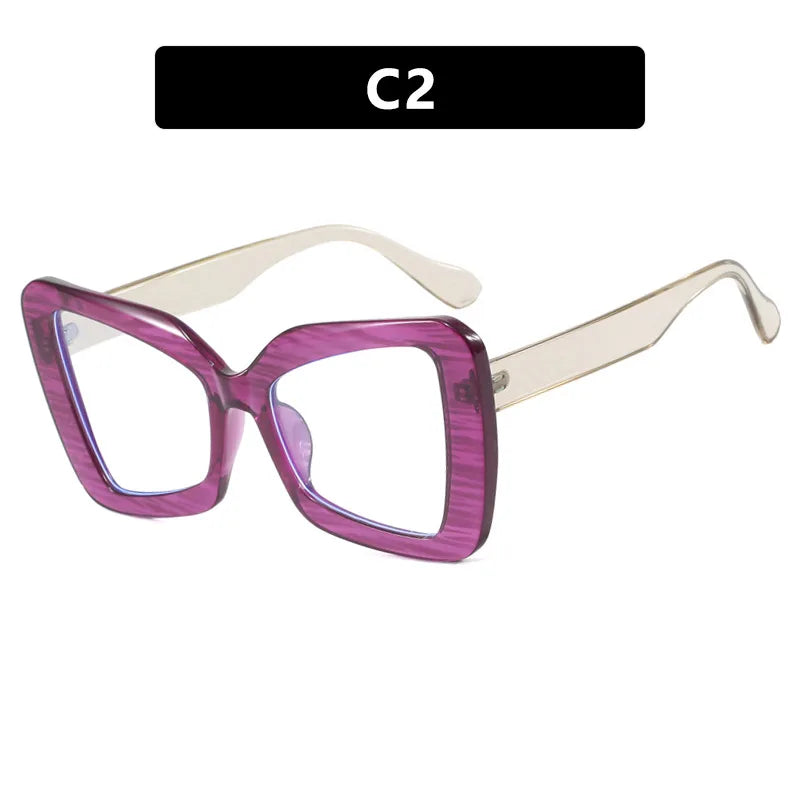 New Large-Frame Polygonal Irregular Flat-Frame Glasses.   Fashion Women's Butterfly Frame.  Glasses with   Anti-Blue Light.