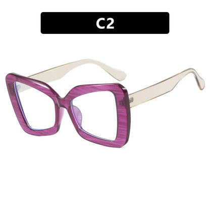 New Large-Frame Polygonal Irregular Flat-Frame Glasses.   Fashion Women's Butterfly Frame.  Glasses with   Anti-Blue Light.