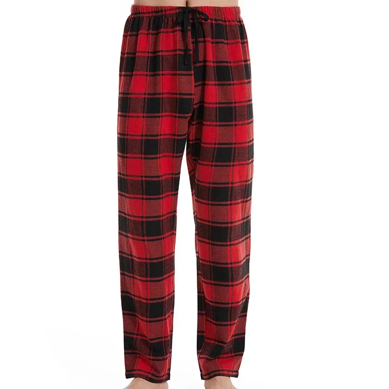 Fashionable casual plaid red plaid pajama pants new men's plaid pajamas soft and comfortable elastic waistband.