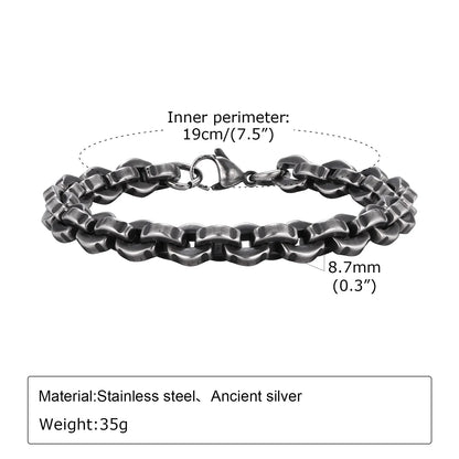 Vintage Chain Bracelets for Men, Boys. Byzantine Stainless Steel Braided Link Wristband,Retro Jewelry for any occasion but PERFECT FATHERS DAY Gift