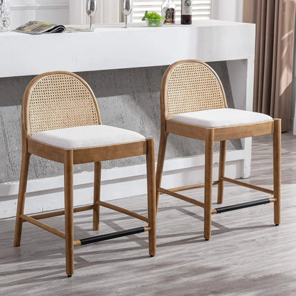 Modern Linen Counter Stools,  Set of 4, 26 Inch Seat Height,  Counter Height Barstools Upholstered.   Bar Stools with Oval, Customized