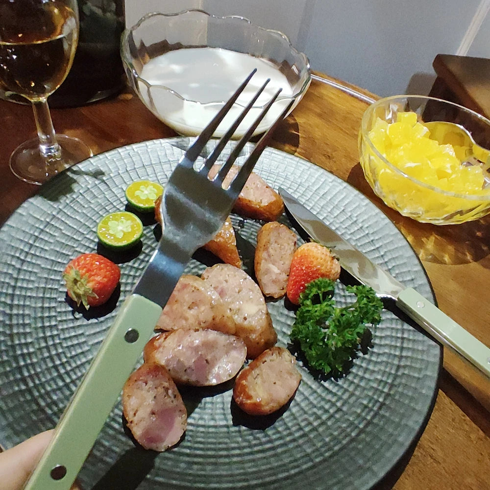 Fashionable Design Top Mirror Polishing Cutlery Sets of Stainless Steel 18/8(304) ABS Handle With Rivets Silverware Set For Kitchen and everday  serving