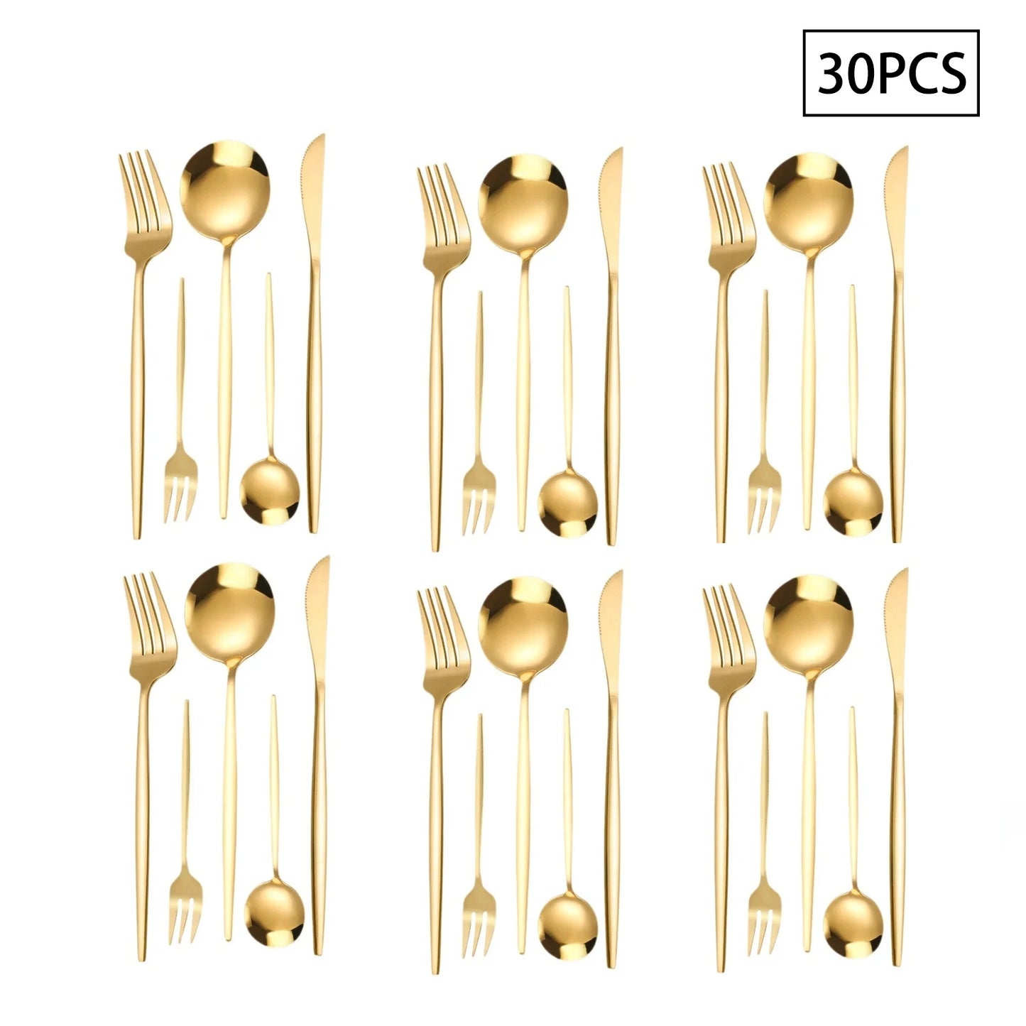 5/30/90pcs Stainless steel cutlery set Portuguese style cutlery for multiple people, dishwasher safe.