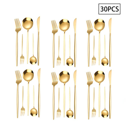 5/30/90pcs Stainless steel cutlery set Portuguese style cutlery for multiple people, dishwasher safe.