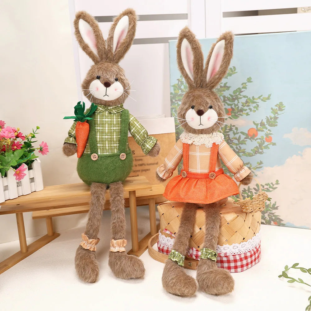 Easter Bunny Decor Fabric Craft. Cute Rabbit Figurine for Shelf Mantle Spring Home Decoration Table Centerpiece Ornament