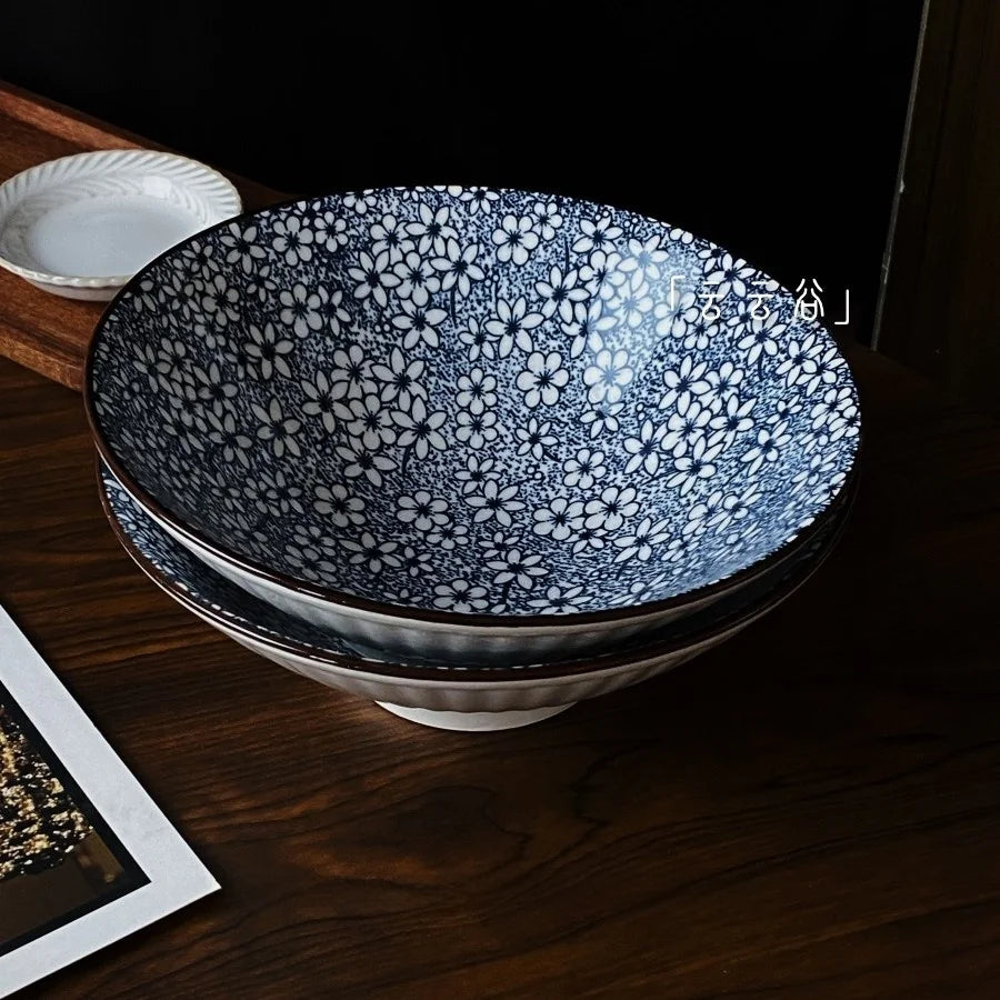 Large Size Hand-Painted Japanese Bowl for Soup,  Ramen, Etc.