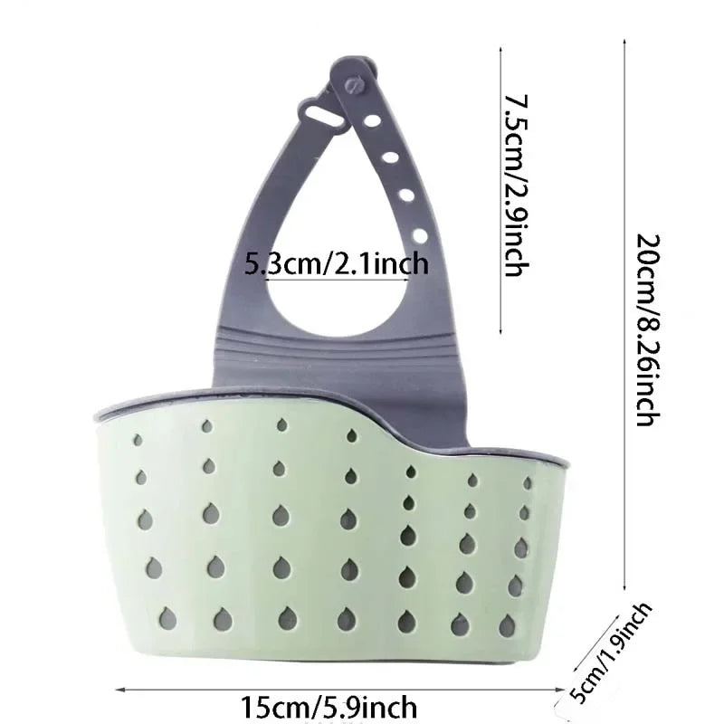 Sink Draining Hanging Basket Adjustable Kitchen Accessories Rubber Sink Bag Soap Sponge Shelf Faucet Holder for Bathroom