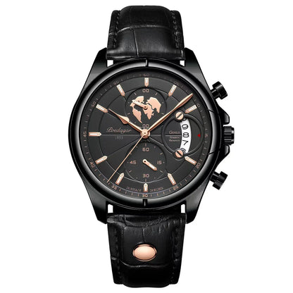 Luxury Mens  Wristwatch,  Chronograph Date,  Waterproof,  Leather.  Mens  Watch,  Quartz, Men's Watches