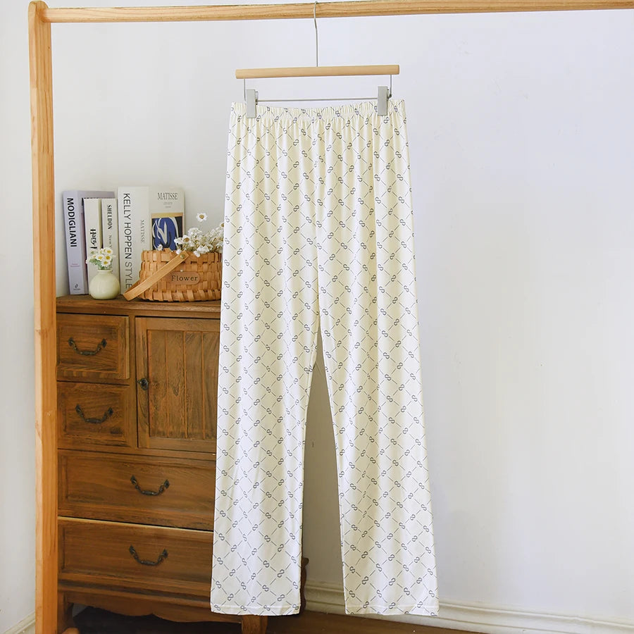 Men's Stylish Summer Pajama Pants, Thin, Loose, Breathable,  Air-Conditioned Pants with Elastic Waist