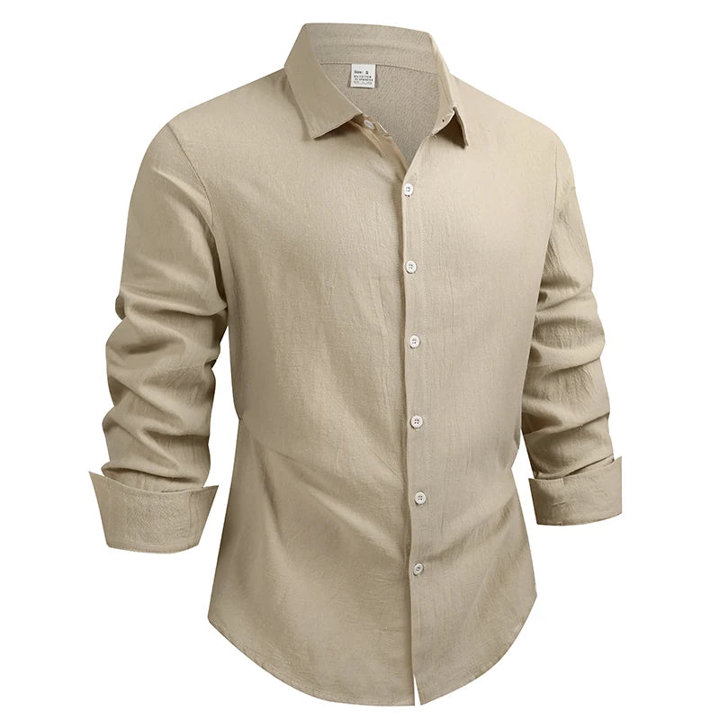 100% Linen Cotton Shirt Men Casual Fashion Male Clothing High Quality Tops Black /White / colors.  Shirts for  casual or Business.   Long Sleeve Shirt for  Men
