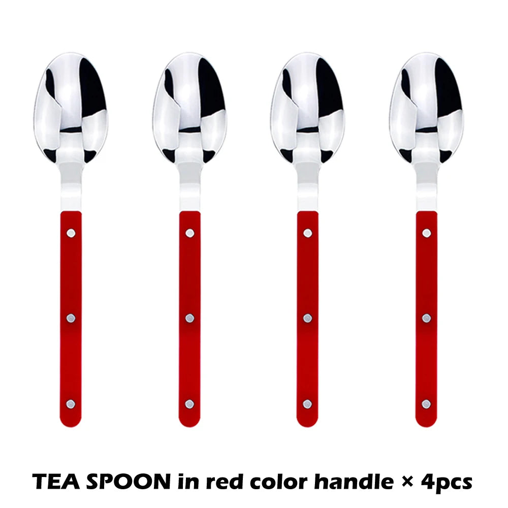 Fashionable Design Top Mirror Polishing Cutlery Sets of Stainless Steel 18/8(304) ABS Handle With Rivets Silverware Set For Kitchen and everday  serving