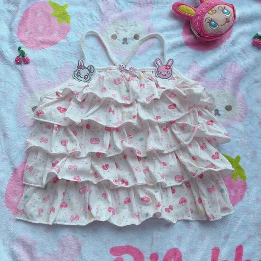 Sweet Crop Tops Print T-shirt,  Lolita Aesthetic, Tees /Bows on Tank Tops Vintage Women/ Girls Tops