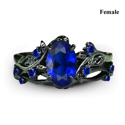 Charming Couple Rings.  Romantic Womens Purple Rhinestones CZ Rings Set.  Trendy Mens Stainless Steel Celtic Dragon Rings  for Weddings, Engagements and Occasions