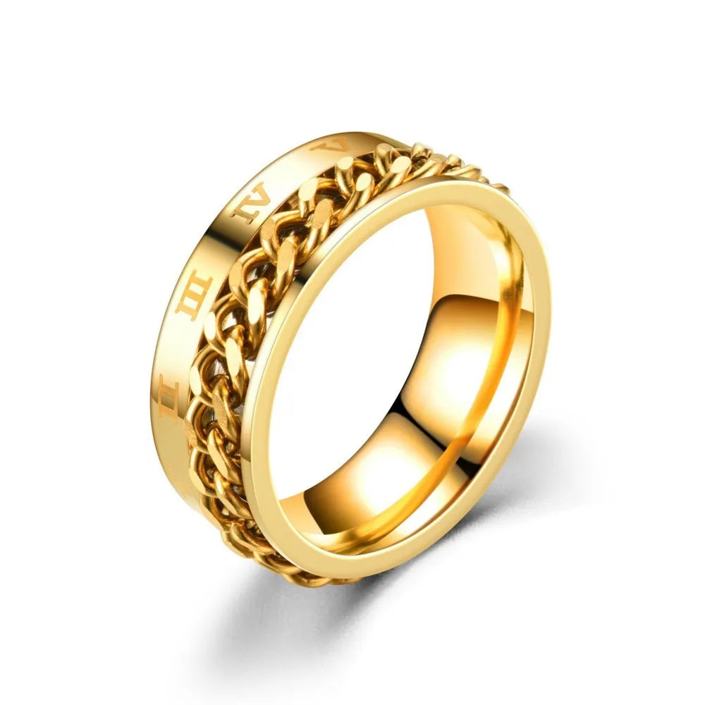 Spinning Anxiety Rings Free Shipping Items For Men Titanium Steel Rotatable Chain Fidget Joint Ring Jewelry Anillos De Hombres